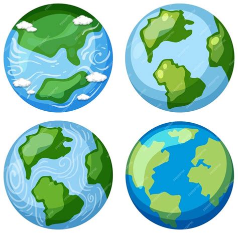 Premium Vector | Set of earth cartoon style