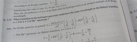 According to de Broglie equation, λ=mvh Substituting this value in eqn.