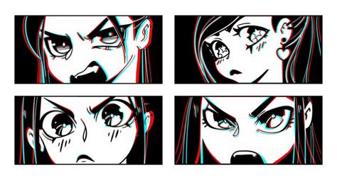 Premium Vector Close Up Of Asian Female Eyes Look Black And White Manga Style