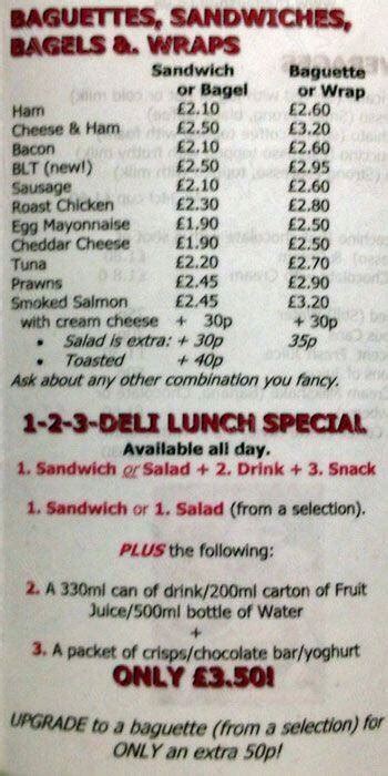 Menu At The Delicatessen Cafe Harrow 47a Station Rd