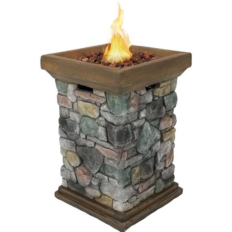 Sunnydaze Propane Fire Pit Column Outdoor Gas Firepit For Outside