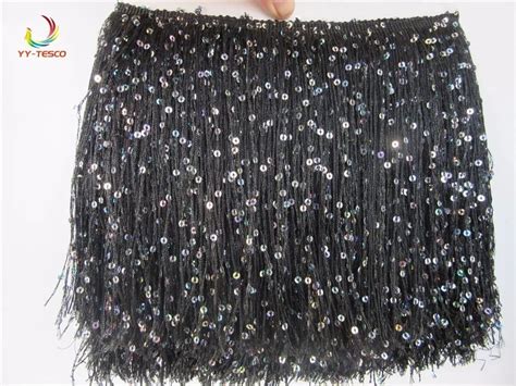 Yards Polyester Tassel Fringe Cm Long Sequins Black Tassel