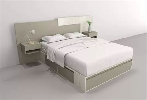 Cama Base Somier Box Con Cajones Table S Matrimonial Color Nevado