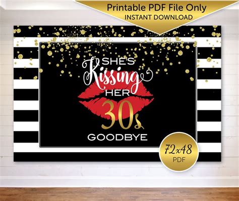 Kissing Her S Goodbye X Inch Backdrop Th Birthday Etsy Th