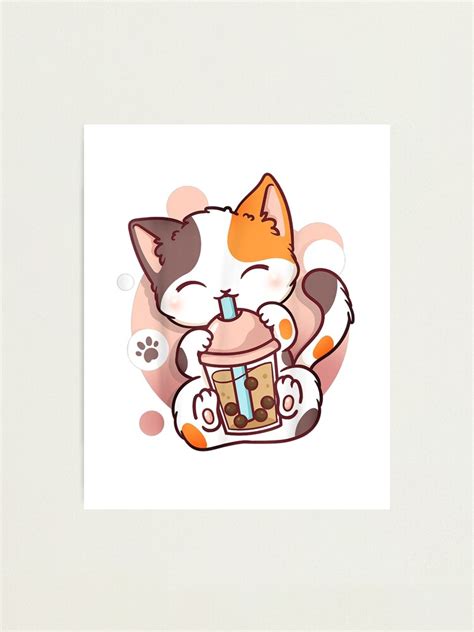 Cat Boba Tea Bubble Tea Anime Kawaii Neko Photographic Print For Sale