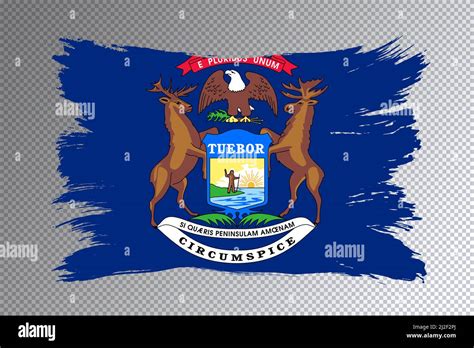 Michigan State Flag Michigan Flag Transparent Background Stock Photo