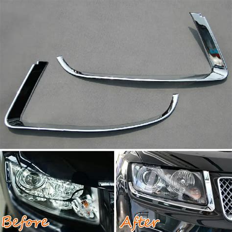 Chrome Abs Car Head Light Eyebrow Cover Styling Sticker Fit For Compass Headlight Lamp