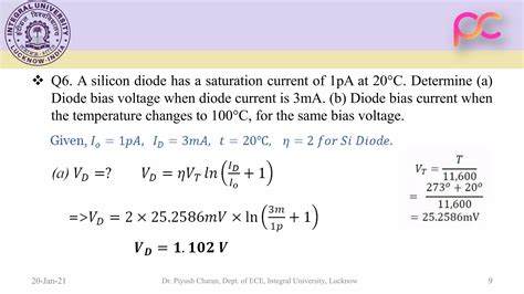 Unit Numerical Problems On Pn Junction Diode Ppt