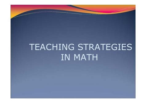 32 Teaching Strategies In Math