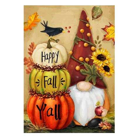 Morigins Happy Fall Y All Pumpkin Gnome Decorative Flag Double Sided