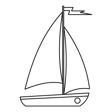 Boat With Sails Icon Outline Style Stock Vector Ylivdesign