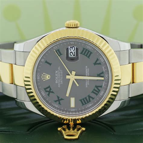 Rolex Datejust Ii 2 Tone Gold Steel 41mm Grey Roman Dial Automatic