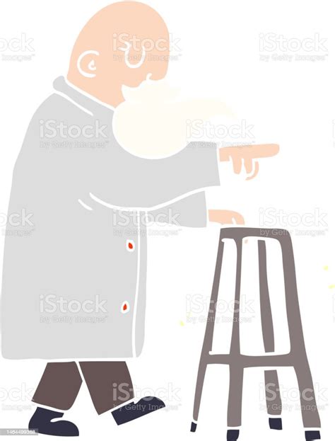 Cartoon Doodle Old Man With Walking Frame Stock Illustration Download