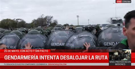 Córdoba Milei was received with protests that the Gendarmerie