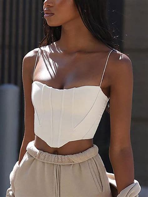 Asymmetric Spliced Corset Top White M In Corset Tops Online Store