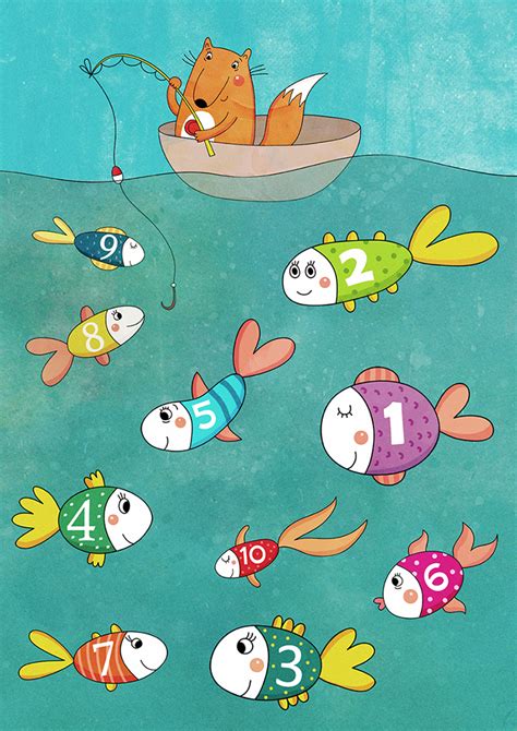 Иллюстрация рыбалка в стиле детский | Illustrators.ru