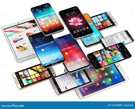 Smartphones Telefones Celulares E Tablet Pc Ilustra O Stock