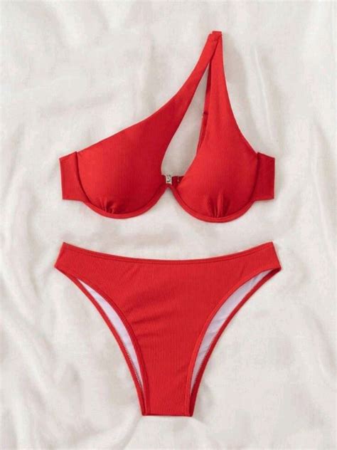 Conjunto Bikini Rojo De Aros Petalos