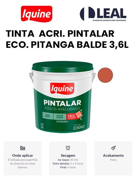 Tinta Acr Lica Pintalar Eco Pitanga Balde L Iquine Comercial Leal