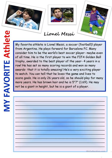 Creative Writing: Lionel Messi: My Favorite Male Athlete #3 - English ...