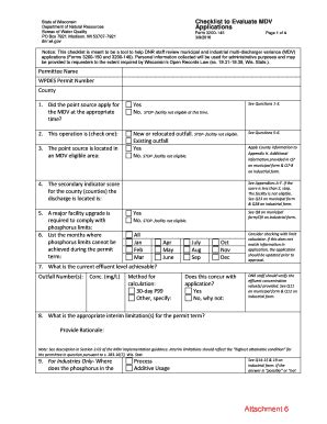 Fillable Online Dnrftp01 Wi Checklist To Evaluate MDV Fax Email Print