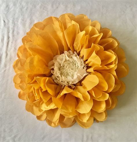 Large Turmeric Tissue Paper Flower For Fall Home Decor Etsy Paper Flowers Paper Flower