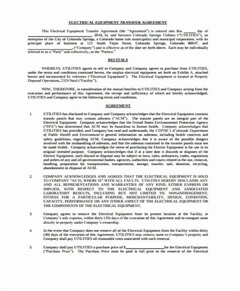 Transfer Of Ownership Agreement Template