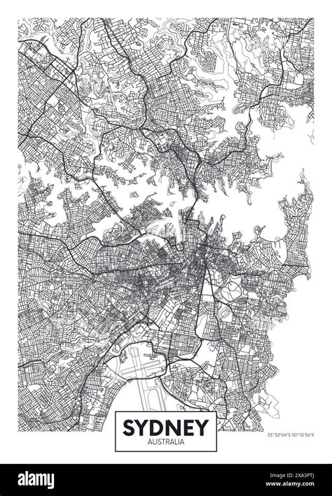 City Map Sydney Urban Planning Travel Vector Poster Design Stock