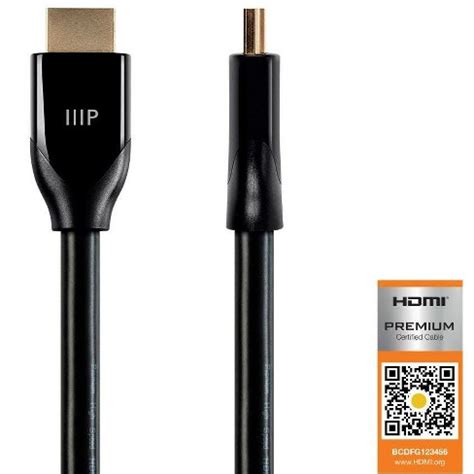 Monoprice Certified Premium High Speed Hdmi Cable, 4k @ 60hz, Hdr ...