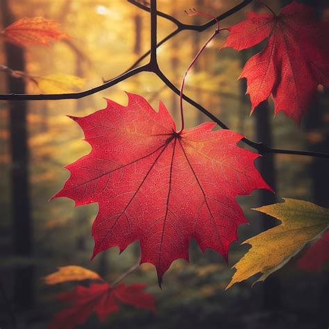 Premium Ai Image A Closeup Of A Red Maple Leaf With Veins And Spots