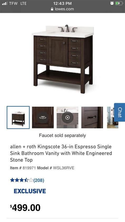 Allen Roth Kingscote 36 In Espresso Single Sink Bathroom Vanity With