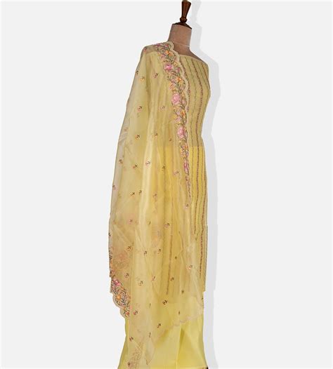 Yellow Organza Embroidery Salwar