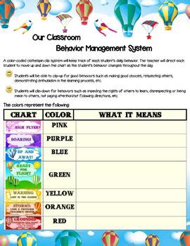 Classroom Behavior Management Clothespin System Hot Air Balloon Theme