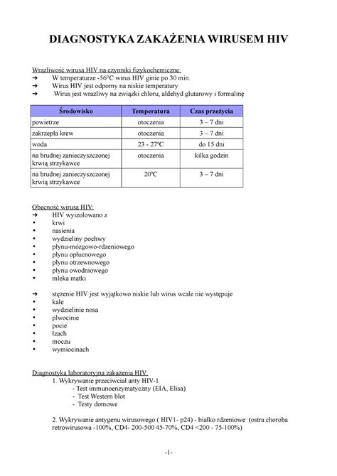 Diagnostyka Zaka Enia Wirusem Hiv Diagnostyka Zaka Enia Wirusem Hiv