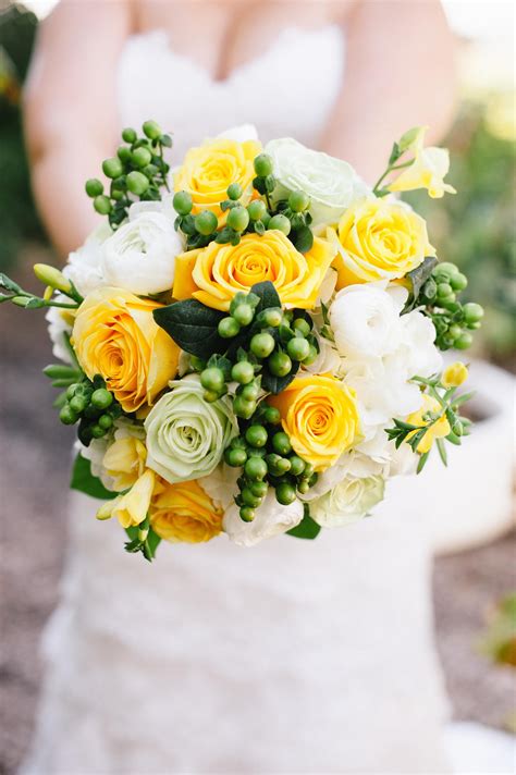 Bridal Bouquet With Yellow and White Roses