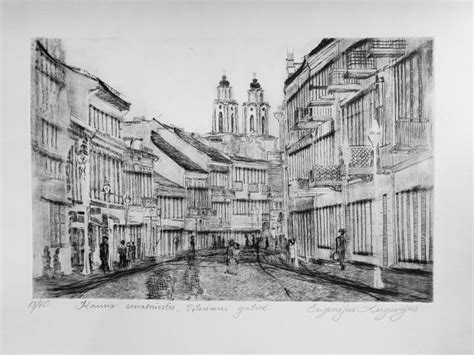 Buy Kaunas Old Town Vilnius Street Painting By Eugenijus Lugovojus