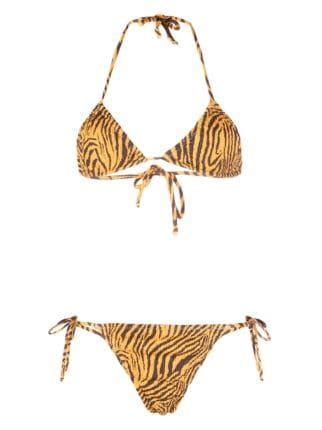 Reina Olga Zebra Print Halterneck Bikini Farfetch