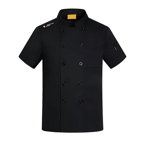 Irder Dual Breasted Button Short Sleeve Chef Blouse Jacket