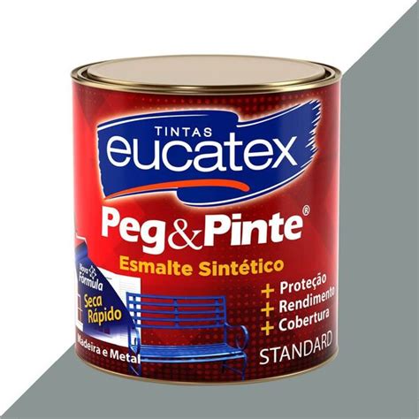 Tinta Esmalte Sintetico Eucatex Ml Cinza Medio Brilhante Peg Pinte