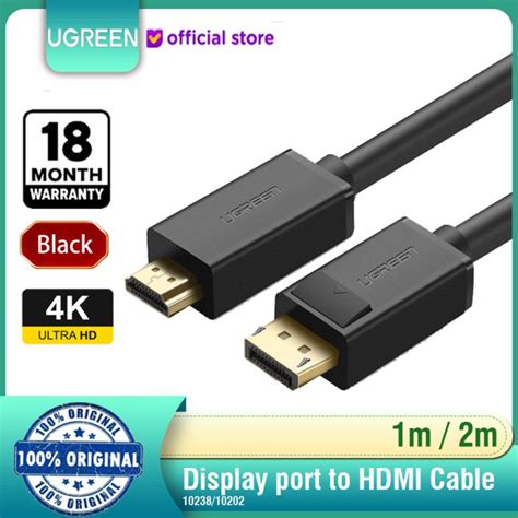 Jual Ugreen Display Port Male To Hdmi Male Cable Black Shopee Indonesia