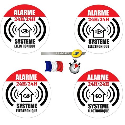 4x autocollant Ø65mm de dissuasion maison sous alarme stickers