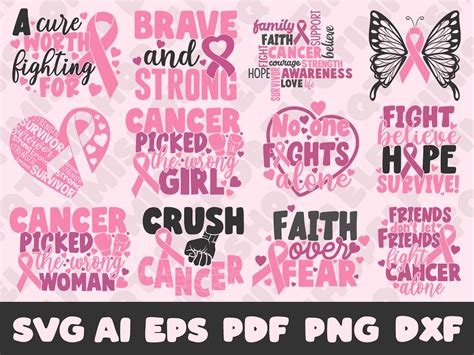 Mega Bundle Breast Cancer Svg Cancer Awareness Svg Cancer Svg Breast Cancer Png Fight