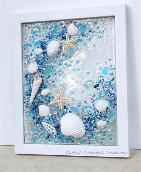 Beach Art Beach Resin Art Shell Art Seashell Art Seaglass Seaglass Window Beach Glass