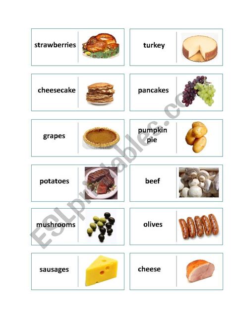 Food Domino 1 ESL Worksheet By Hawaiiangirl200