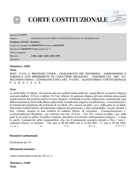 Sent 117 79 Corte Cost Sentenza 117 Giudizio GIUDIZIO DI