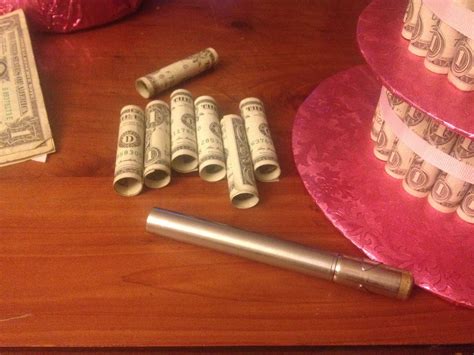 Rolled Dollar Bill Cake