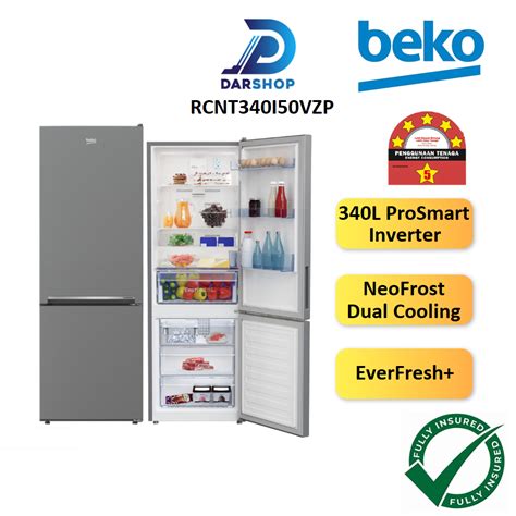 5 STAR Beko Bottom Fridge 2 Door Refrigerator Inverter 340L Peti Ais 2