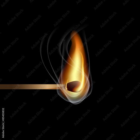 Realistic burning match Stock Vector | Adobe Stock