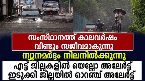 സംസ്ഥാനത്ത് മഴ കനക്കുന്നു ഇടുക്കി ജില്ലയിൽ ഓറഞ്ച് അലേർട്ട് Kerala