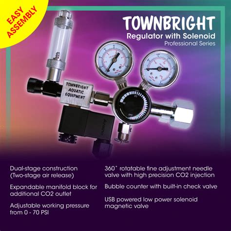 Professional Co2 Regulator Dual Stage Regulator With Solenoid And Bubble Counter Townbright